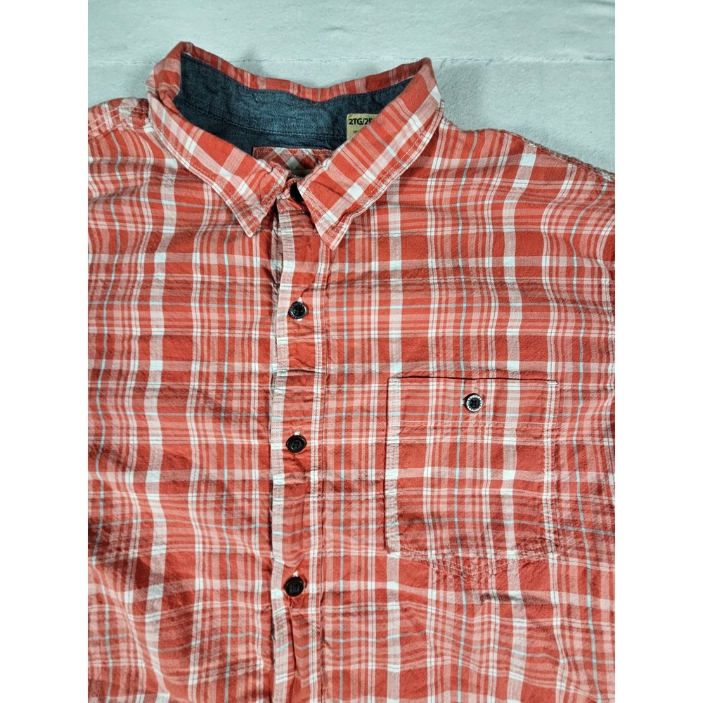 RedHead Mens 2XL Red White Plaid Short Sleeve Button Up Shirt 602RHS19-7469W